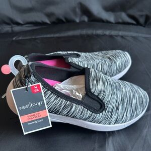 West Loop Black and Gray Slip-On Sneakers